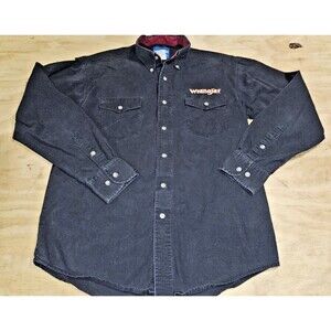 Wrangler Boys Shirt Large Embroidered Long Sleeve rodeo cowboy black long sleeve